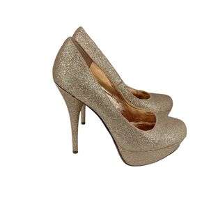 Bakers Women's Size 7.5 Gold Glitter Stiletto Heels